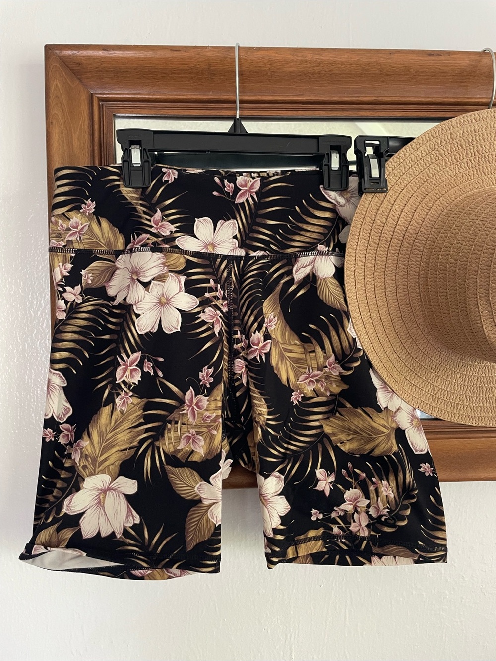 Rip Curl Black Floral High-Rise Bike Shorts